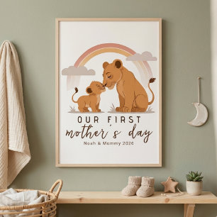 Poster Arte de Amor Calmo no Primeiro Dia das Mães do Beb