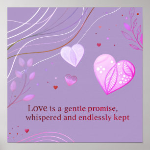 Poster Arte de Amor Coração de Ouro Elegante