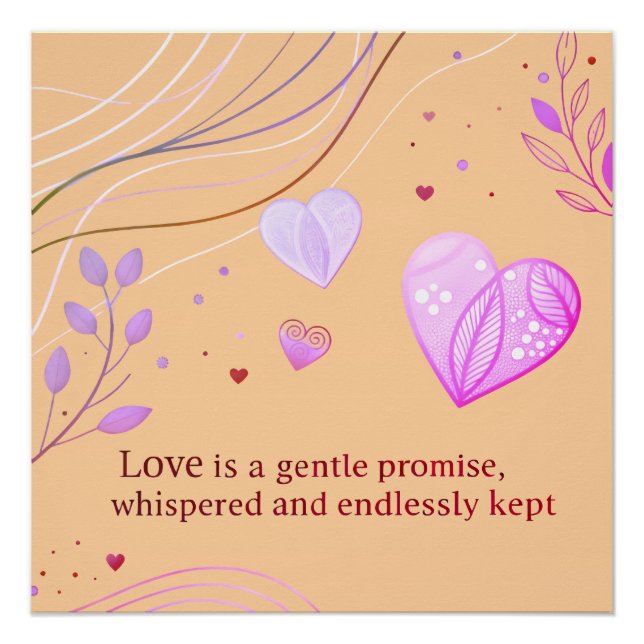 Póster Arte de Amor Coração de Ouro Elegante (Frente)