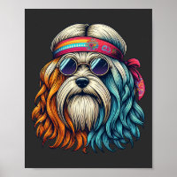 Arte de animais engraçados cabeça de cão hippie do