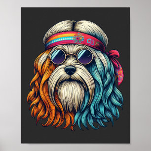 Poster Arte de animais engraçados cabeça de cão hippie do