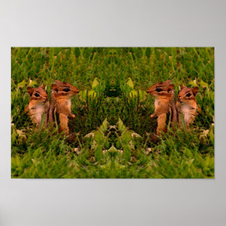 Poster Arte de Animais Silvestres Esquilos-Bebês
