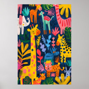 Poster Arte de Animal de Selva Inspirada em Matisse para 