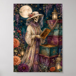 Poster Arte de Apicultor Esqueleto Gótico Whimsigoth Jard