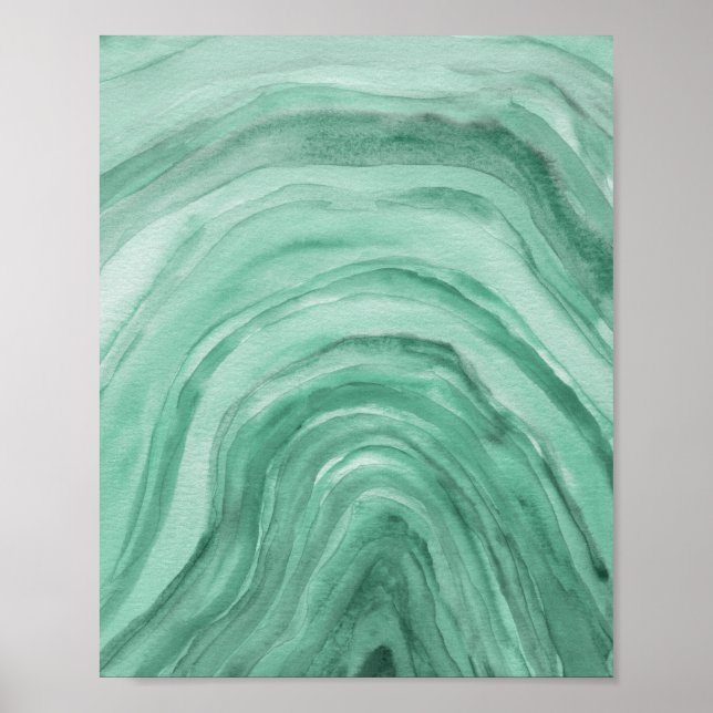 Poster Arte de Aquarela abstrato Verde Abstrato de Agate (Frente)
