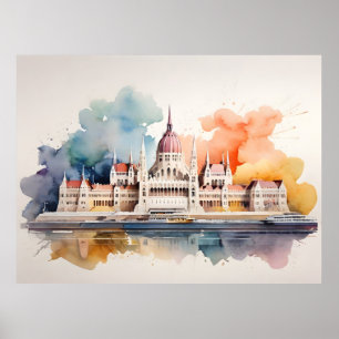 Poster Arte de aquarela de Budapeste