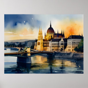 Poster Arte de aquarela de Budapeste