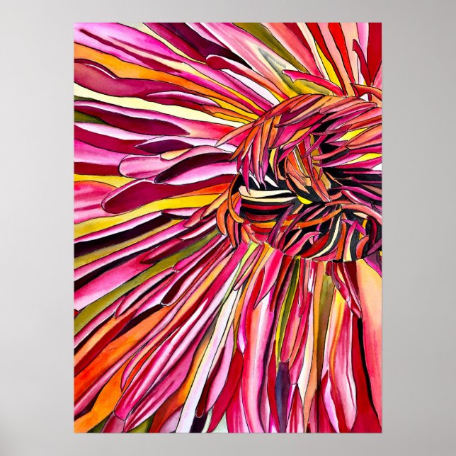 Poster arte de aquarela de crisântemo flor (Frente)