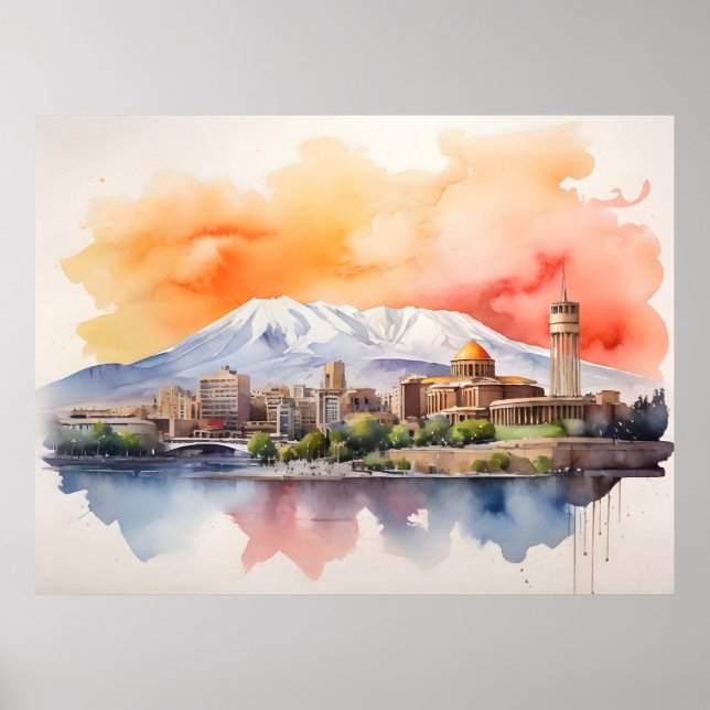 Poster Arte de aquarela de Eerevan (Frente)