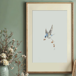 Poster Arte de Aquarela de Engolir Árvore Dinâmica com Be