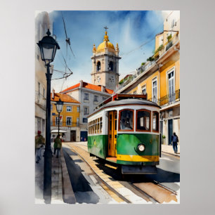 Poster arte de aquarela de Lisboa