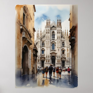 Poster Arte de aquarela Milão