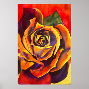 Poster arte de aquarela ouro Rosa