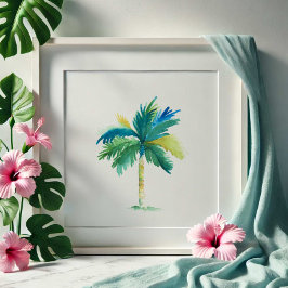 Poster Arte de Aquarela Tropical Palm Tree