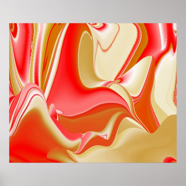 Poster Arte de Arco-íris 3D Abstrato de Amor e Ouro (Frente)