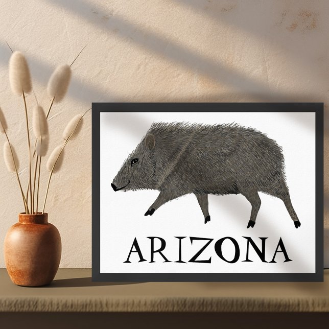 Poster Arte de ARIZONA de Animais do Deserto Javelina (Javelina Desert Animals ARIZONA Wall Art Poster )