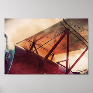 Poster Arte de Arquivamento Antiquado de Avião Red Wing