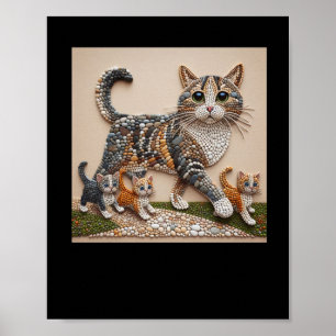 Poster Arte De Arranjar Rochas Na Forma De Um Gato S
