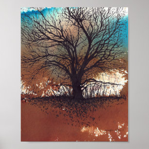 Poster Arte de Árvore de Paisagem abstrato
