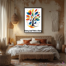 Arte de Árvore Minimalista Motivacional Abstrata