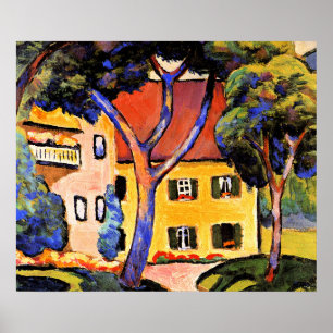Poster Arte de August Macke, Casa numa Paisagem