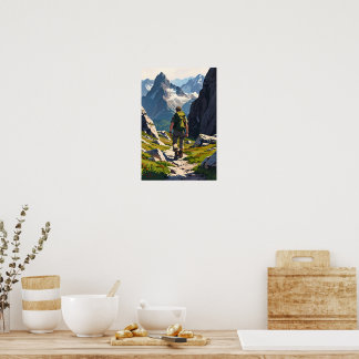Poster Arte de Aventura de Mergulhador de Montanha