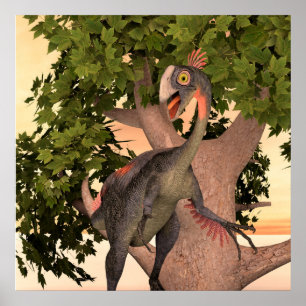 Poster Arte de Aventura do Dinossauro Gigantoraptor para