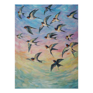 Póster Arte de aves migratórias