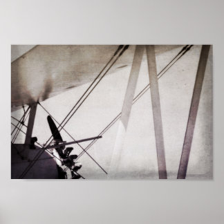 Poster Arte de Avião Antigo Abstrato Asa Biplano