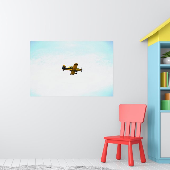 Poster Arte de Avião Antigo com Hélice Amarela (Berçário 1)