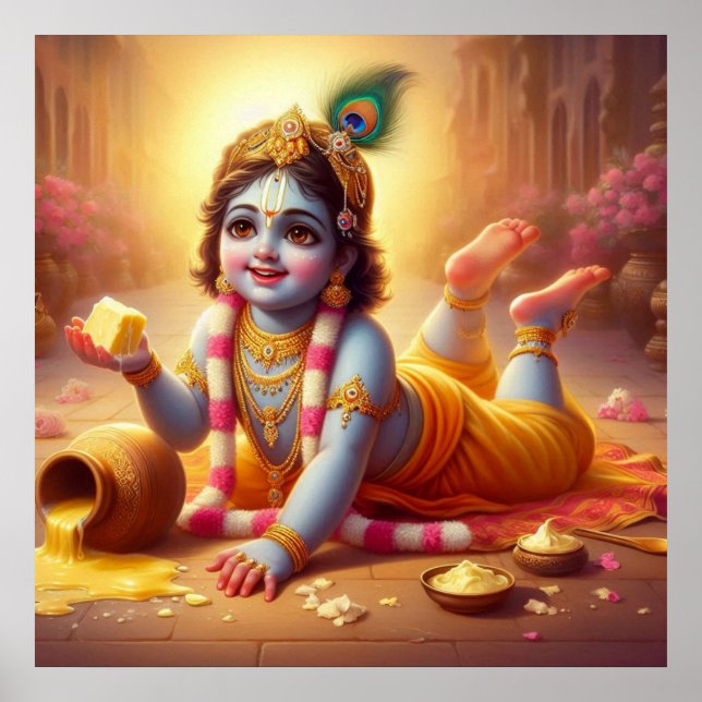 Poster Arte de Bala Krishna Azul Joguete Tradicional (Frente)