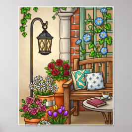 Poster Arte de Banco de Jardim Aconchegante