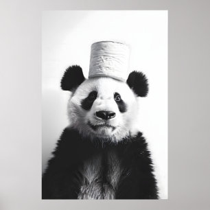 Poster Arte de Banheiro de Panda Engraçado Rolo de Papel
