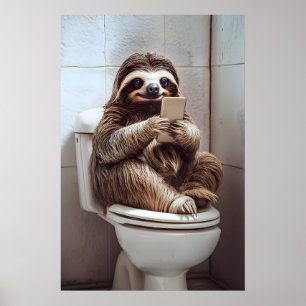 Poster Arte de Banheiro de Preguiça Engraçada Humor de To