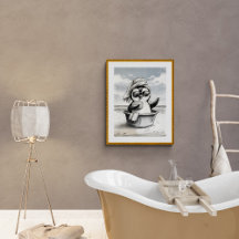 Arte de Banheiro Preto e Branco, Engraçada, Modern