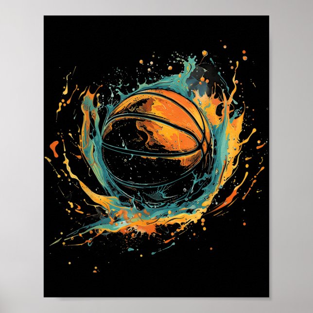Poster Arte de Basquetebol Amante de Basquetebol Aquarela (Frente)