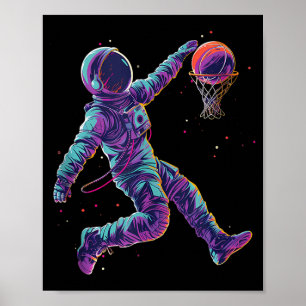 Poster Arte de Basquetebol Astronauta Enterrada Bball Jog