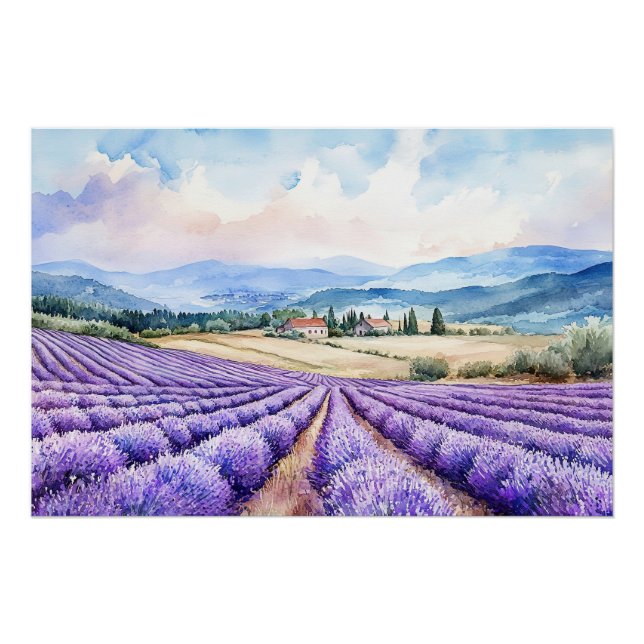 Póster Arte de belos campos de lavanda (Frente)