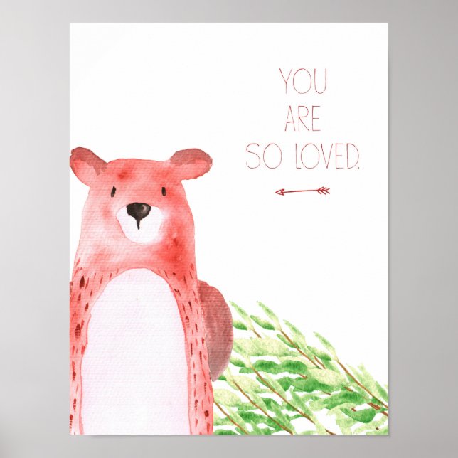 Poster Arte de berçário com animais da floresta em aquare (Frente)