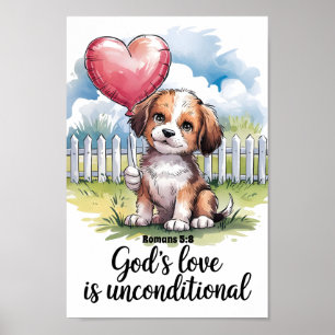 Poster Arte de berçário cristão O Amor de Deus é Incondic