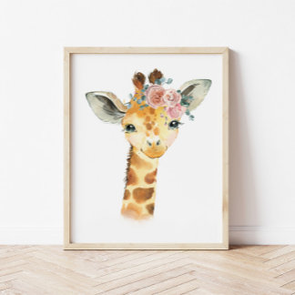 Poster Arte de Berçário de Animais da Savana, Aquarela Gi