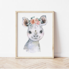 Poster Arte de Berçário de Animais da Savana, Hipopótamo 