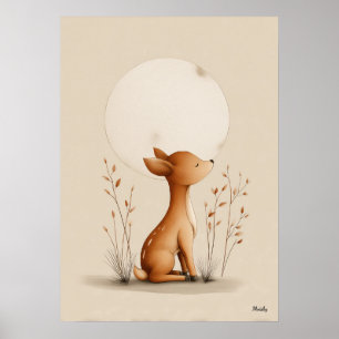 Poster Arte de berçário de cervos escandinavos neutra par