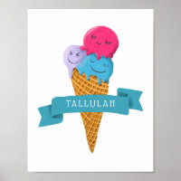 Arte de berçário de cone de sorvete colorido com n