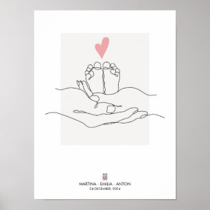 Poster Arte de berçário de estatísticas de nascimento de 