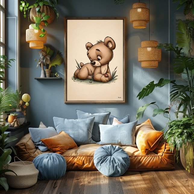 Poster Arte de Berçário de Urso Bebê Fofo Escandinavo Min (Criador carregado)