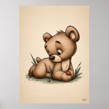 Arte de Berçário de Urso Bebê Fofo Escandinavo Min