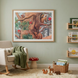 Poster Arte de berçário dos Filhos da Floresta de Elsa Be