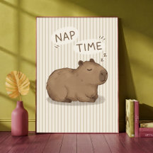 Arte de berçário neutra e fofa de capivara na hora