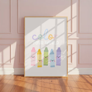 Poster Arte de berçário para quarto de meninas com lápis